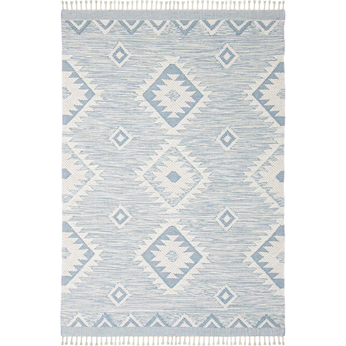 שטיח קילים סקנדינבי 06 תכלת עם פרנזים | השטיח האדום