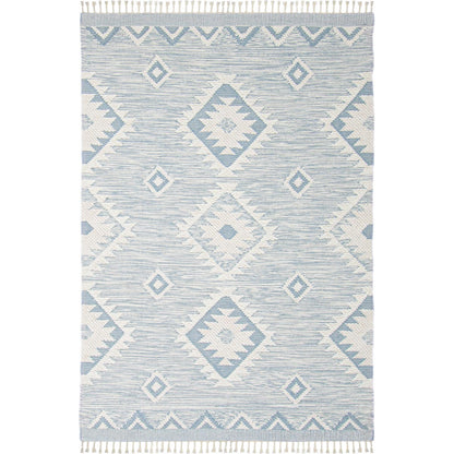 שטיח קילים סקנדינבי 06 תכלת עם פרנזים | השטיח האדום