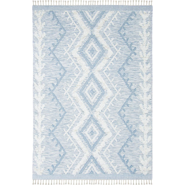 שטיח קילים סקנדינבי 05 תכלת עם פרנזים KILIM