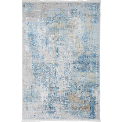 שטיח ג'איפור 07 אפור/כחול/בז' עם פרנזים | השטיח האדום
