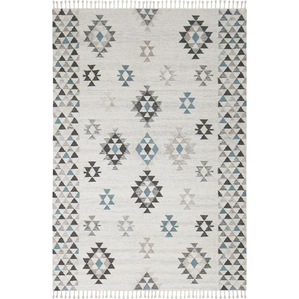 שטיח קילים סקנדינבי 09 אפור/כחול עם פרנזים KILIM
