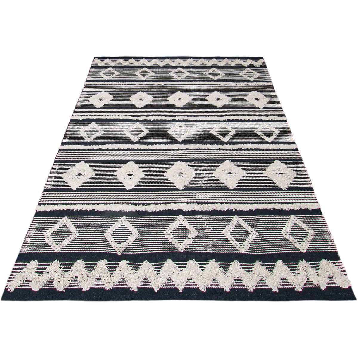 שטיח קילים סקנדינבי 12 שחור/לבן | השטיח האדום