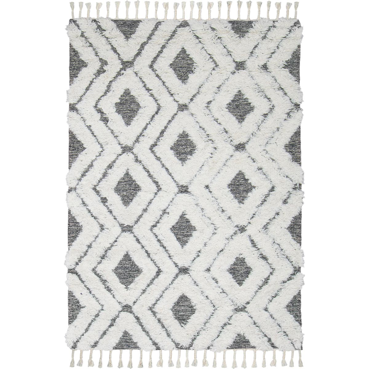 שטיח קילים סקנדינבי 07 אפור עם פרנזים | השטיח האדום