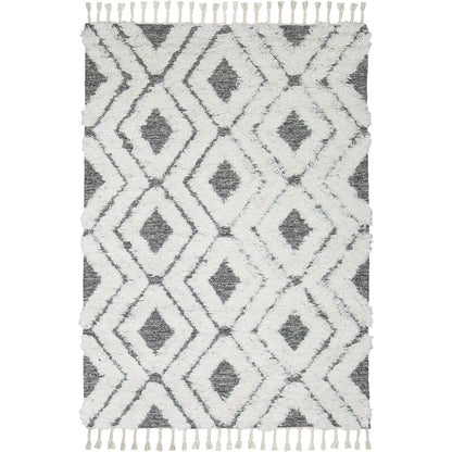 שטיח קילים סקנדינבי 07 אפור עם פרנזים | השטיח האדום