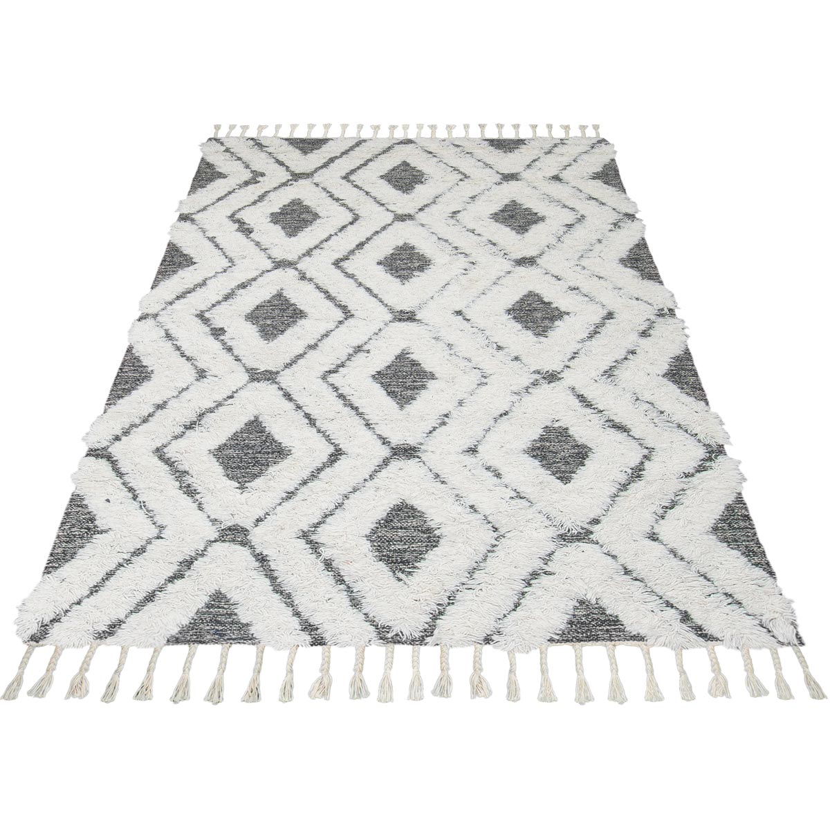 שטיח קילים סקנדינבי 07 אפור עם פרנזים | השטיח האדום