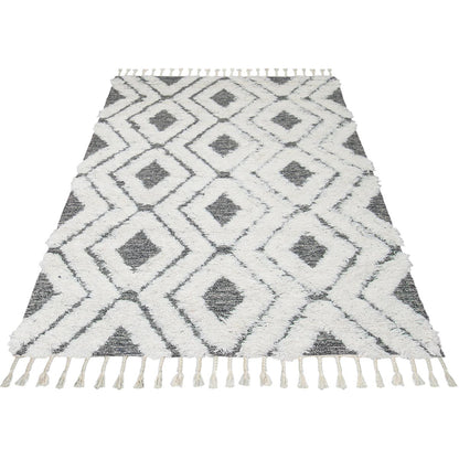 שטיח קילים סקנדינבי 07 אפור עם פרנזים | השטיח האדום