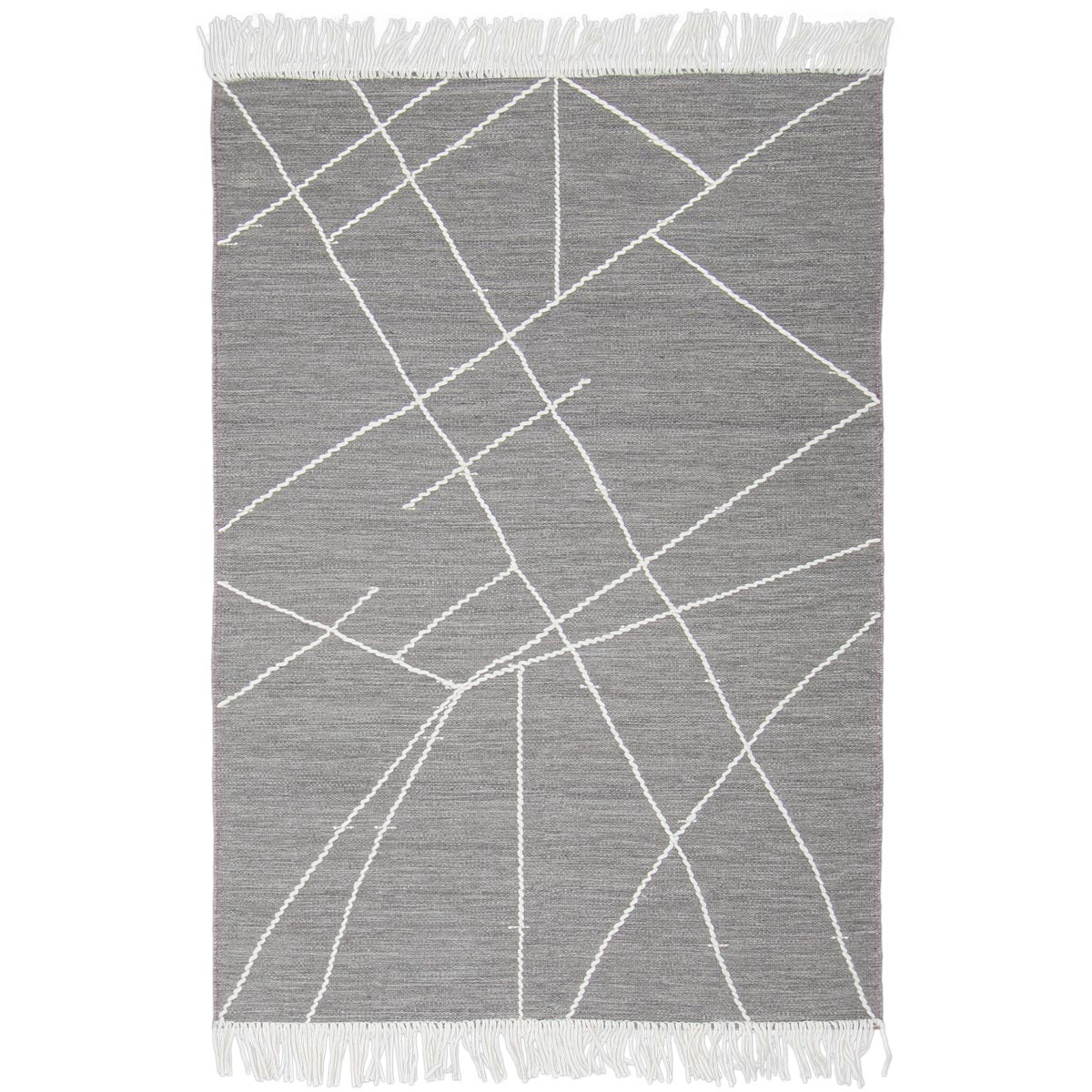 שטיח קילים סקנדינבי 13 אפור עם פרנזים | השטיח האדום