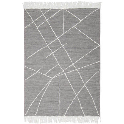 שטיח קילים סקנדינבי 13 אפור עם פרנזים | השטיח האדום