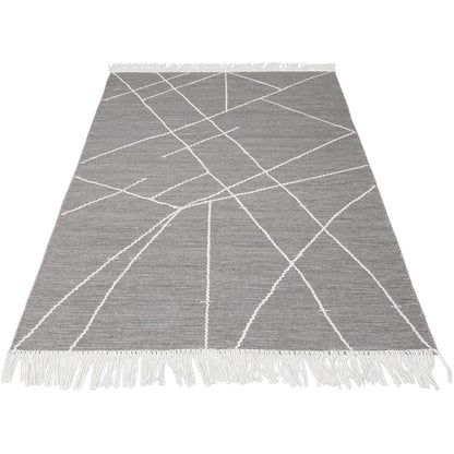 שטיח קילים סקנדינבי 13 אפור עם פרנזים | השטיח האדום