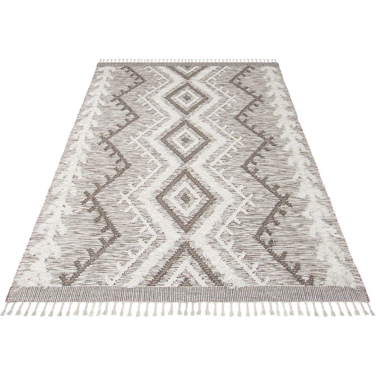 שטיח קילים סקנדינבי 05 חום עם פרנזים | השטיח האדום