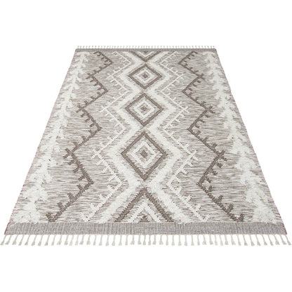 שטיח קילים סקנדינבי 05 חום עם פרנזים | השטיח האדום