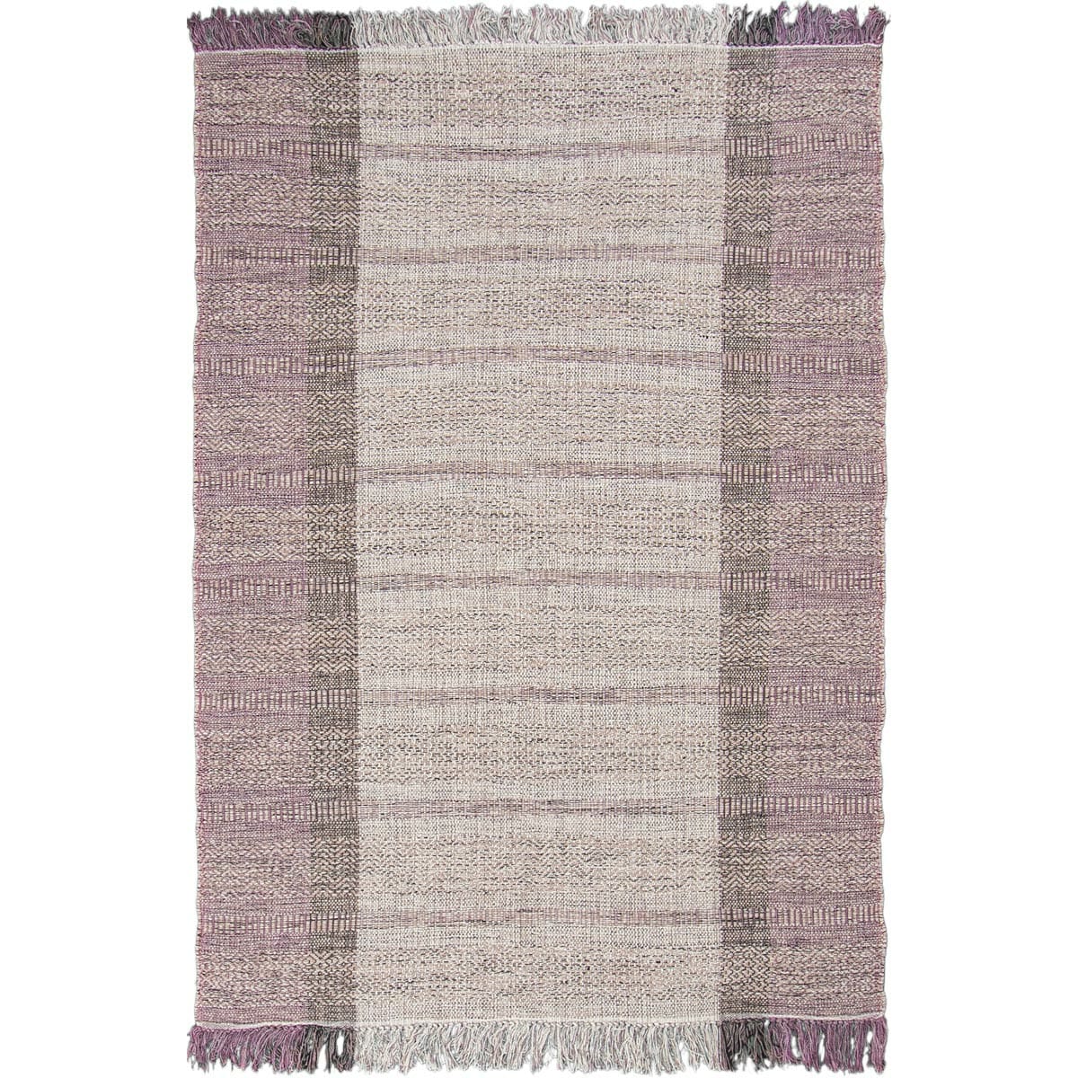 שטיח גפן כותנה 05 סגול/אפור עם פרנזים | השטיח האדום