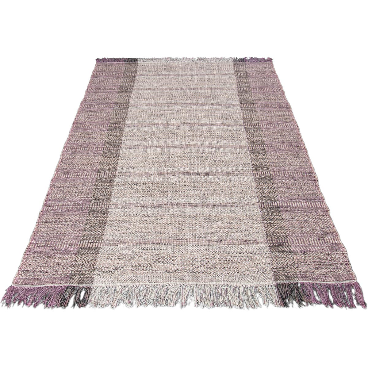 שטיח גפן כותנה 05 סגול/אפור עם פרנזים | השטיח האדום