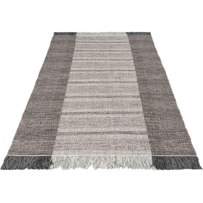שטיח גפן כותנה 05 אפור כהה/אפור עם פרנזים | השטיח האדום