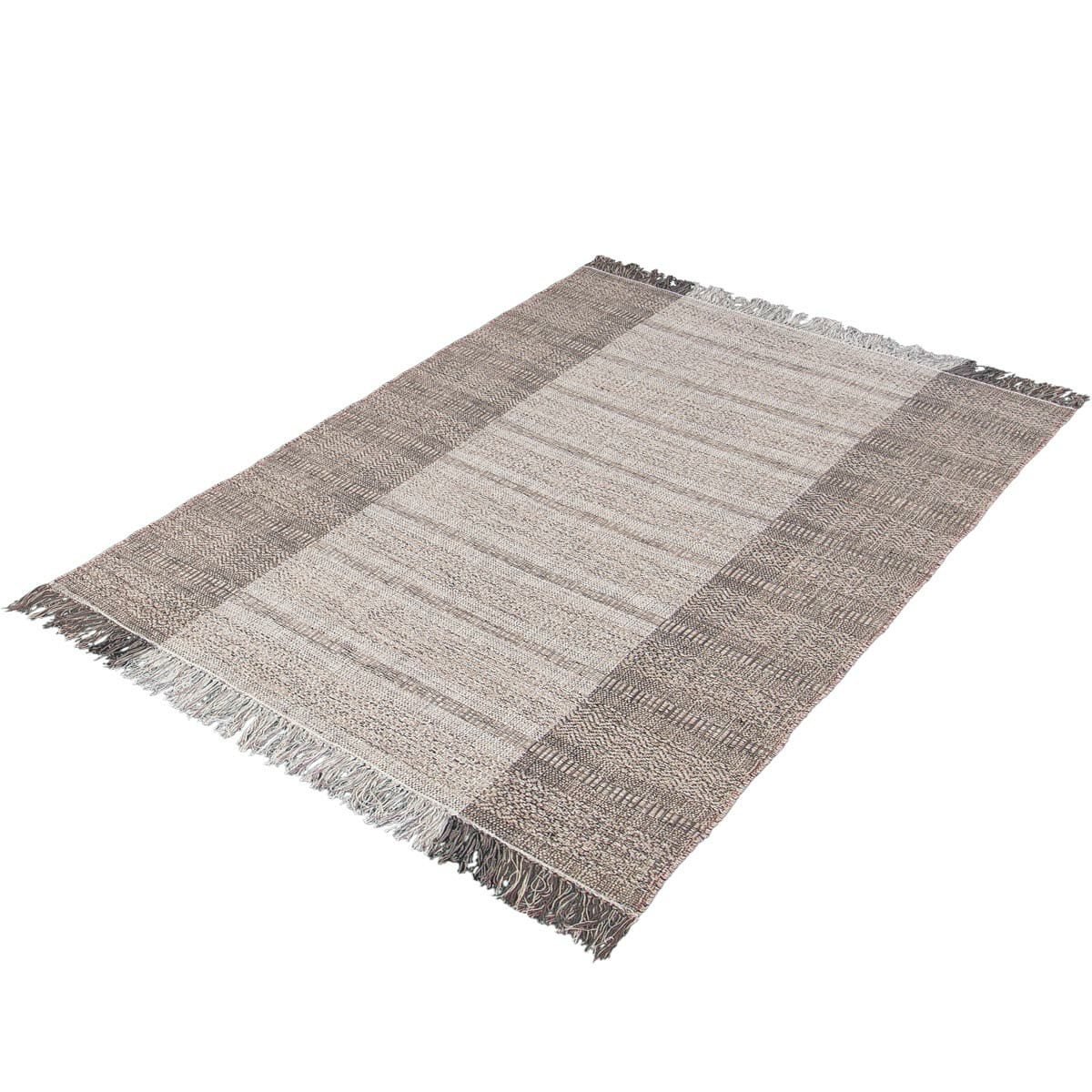 שטיח גפן כותנה 05 בז'/אפור עם פרנזים | השטיח האדום