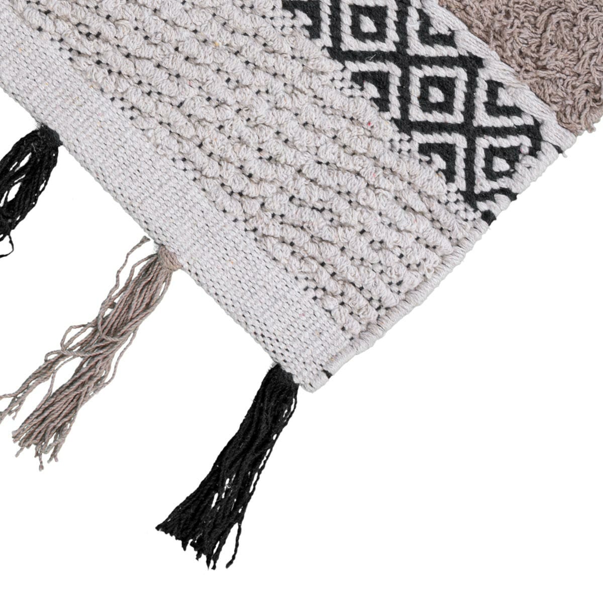 שטיח קילים נורדי 07 בז'/קרם/שחור עם פרנזים | השטיח האדום