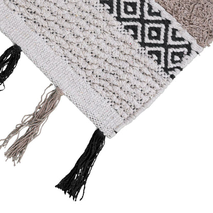 שטיח קילים נורדי 07 בז'/קרם/שחור עם פרנזים | השטיח האדום