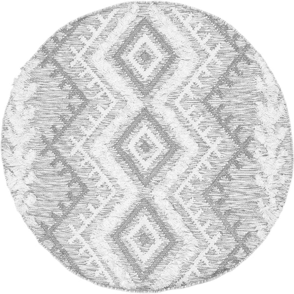 שטיח קילים סקנדינבי 05 אפור בהיר עגול KILIM