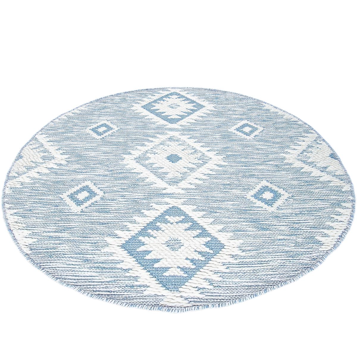 שטיח קילים סקנדינבי 06 תכלת עגול | השטיח האדום