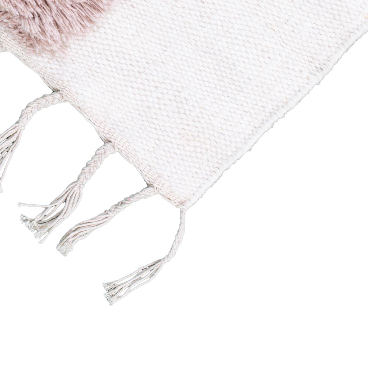 שטיח קילים סקנדינבי 22 לבן/ורוד/אפור עם פרנזים | השטיח האדום