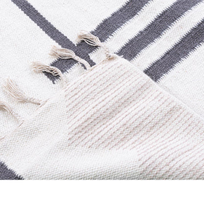 שטיח קילים סקנדינבי 22 לבן/ורוד/אפור עם פרנזים | השטיח האדום