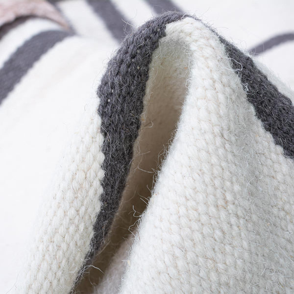 שטיח קילים סקנדינבי 22 לבן/ורוד/אפור עם פרנזים KILIM - hover