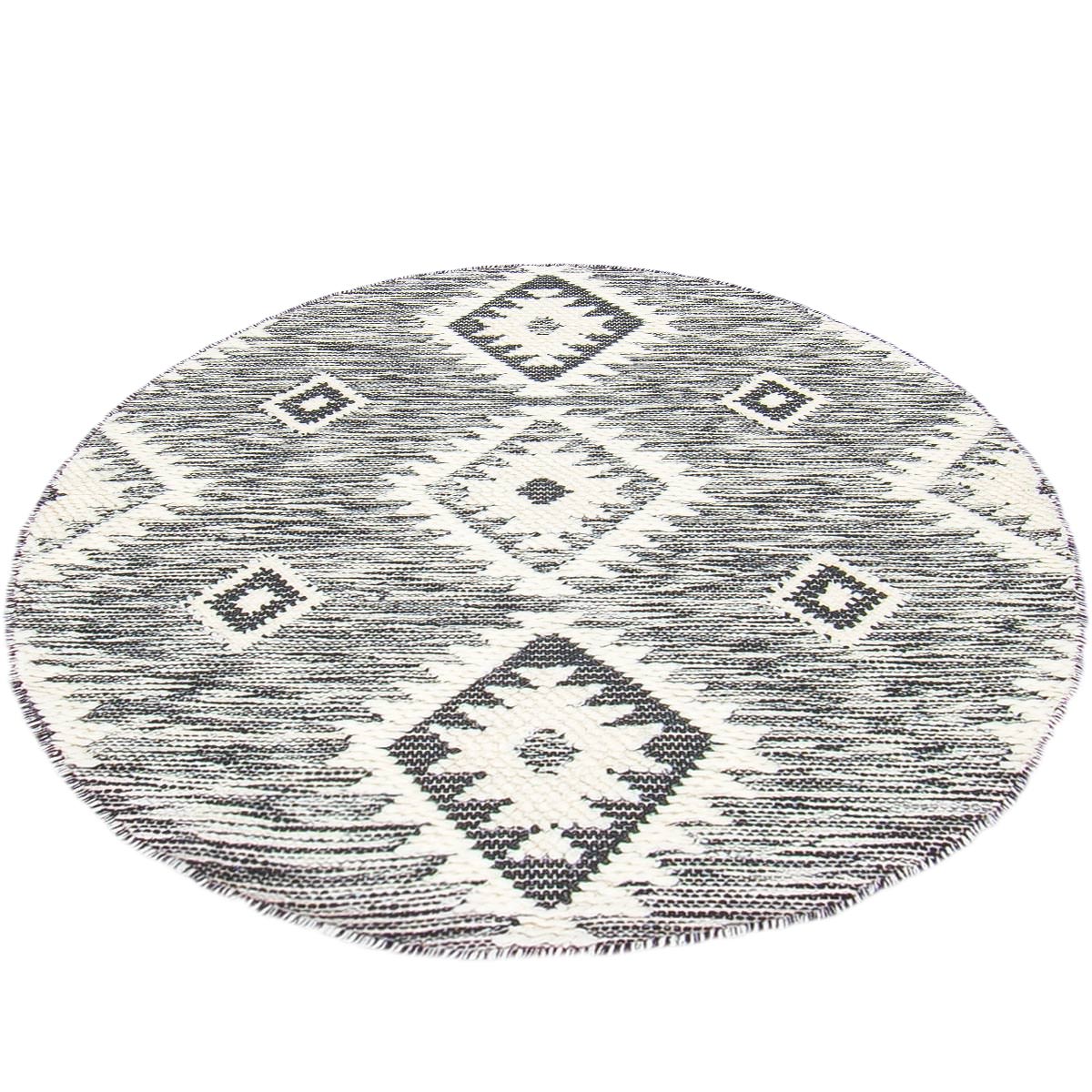 שטיח קילים סקנדינבי 06 אפור עגול | השטיח האדום