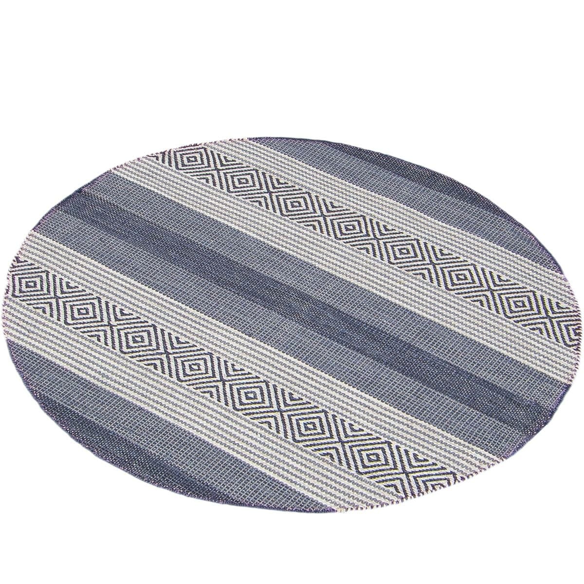 שטיח גפן כותנה 03 כחול עגול | השטיח האדום