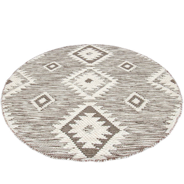 שטיח קילים סקנדינבי 06 חום עגול KILIM - hover