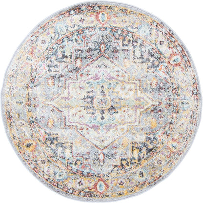 שטיח מאלגה 04 אפור/צהוב עגול | השטיח האדום