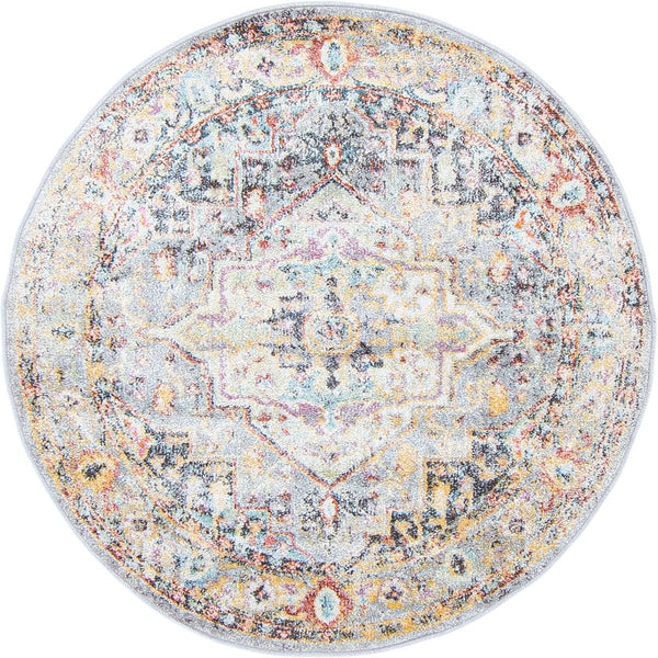 שטיח מאלגה 04 אפור/צהוב עגול MALAGA