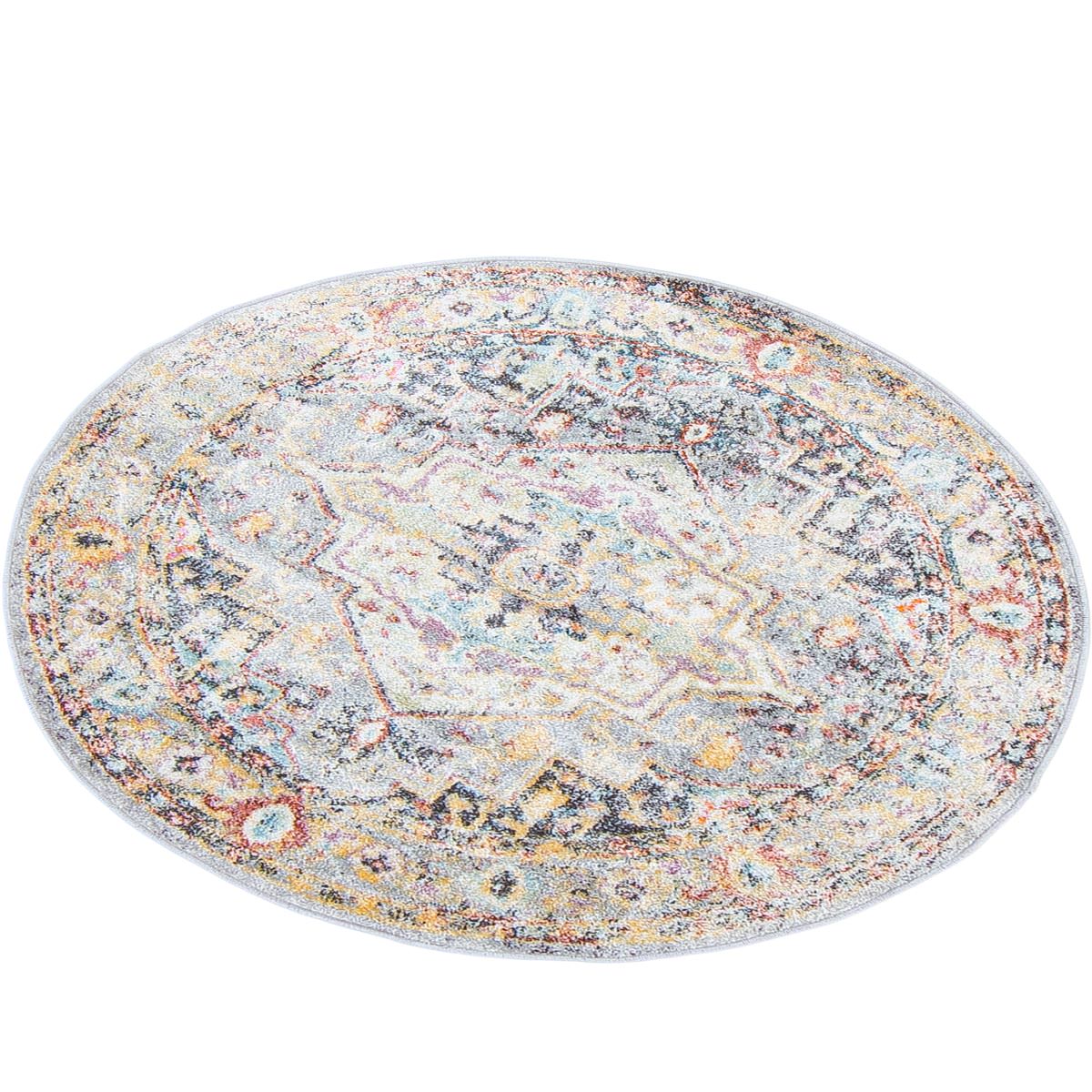 שטיח מאלגה 04 אפור/צהוב עגול | השטיח האדום