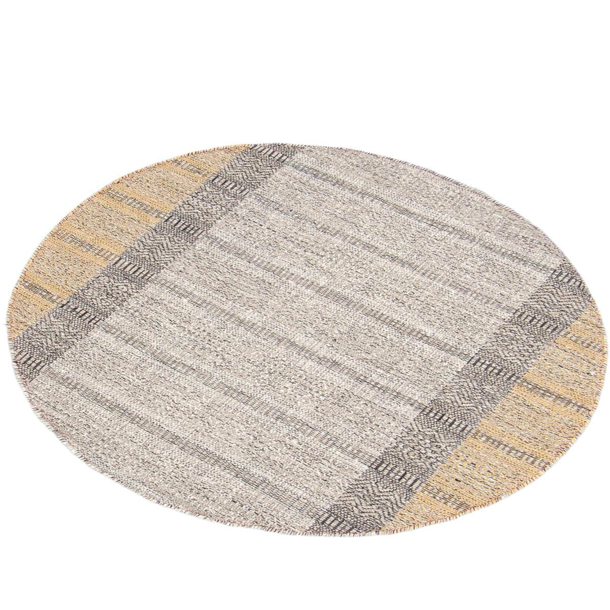 שטיח גפן כותנה 05 צהוב/אפור עגול | השטיח האדום
