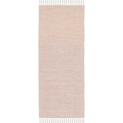 שטיח גפן כותנה 01 ורוד בהיר ראנר עם פרנזים | השטיח האדום