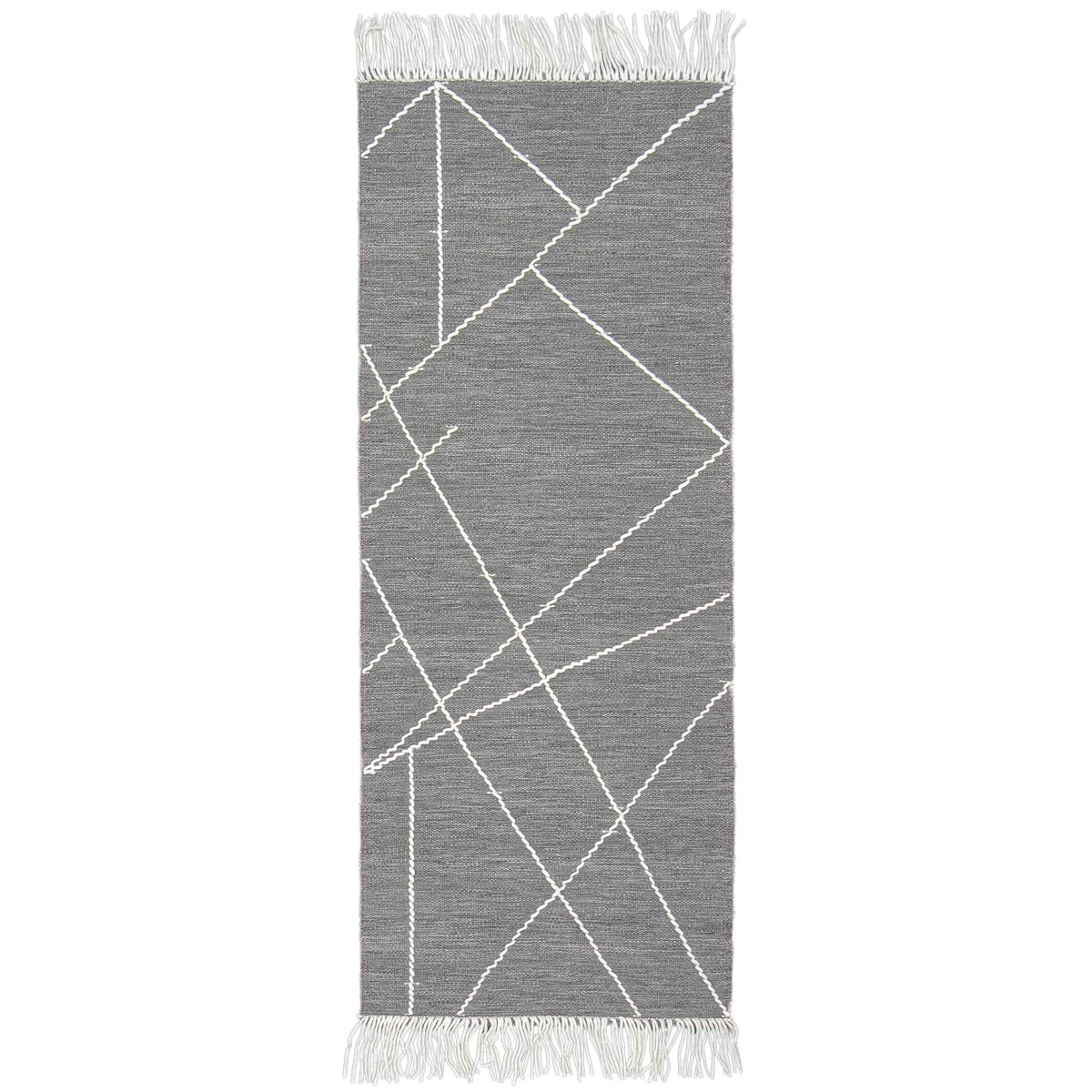 שטיח קילים סקנדינבי 13 אפור ראנר עם פרנזים | השטיח האדום