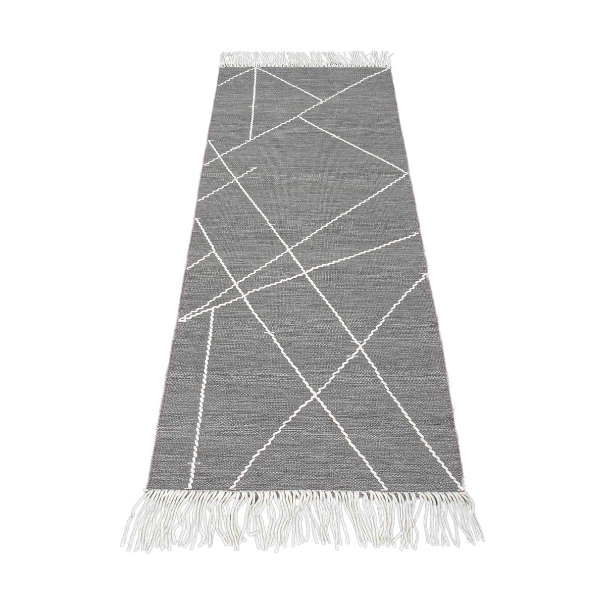 שטיח קילים סקנדינבי 13 אפור ראנר עם פרנזים | השטיח האדום