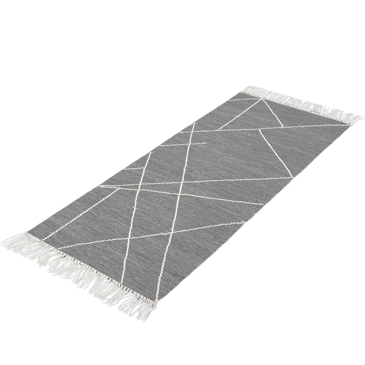 שטיח קילים סקנדינבי 13 אפור ראנר עם פרנזים | השטיח האדום