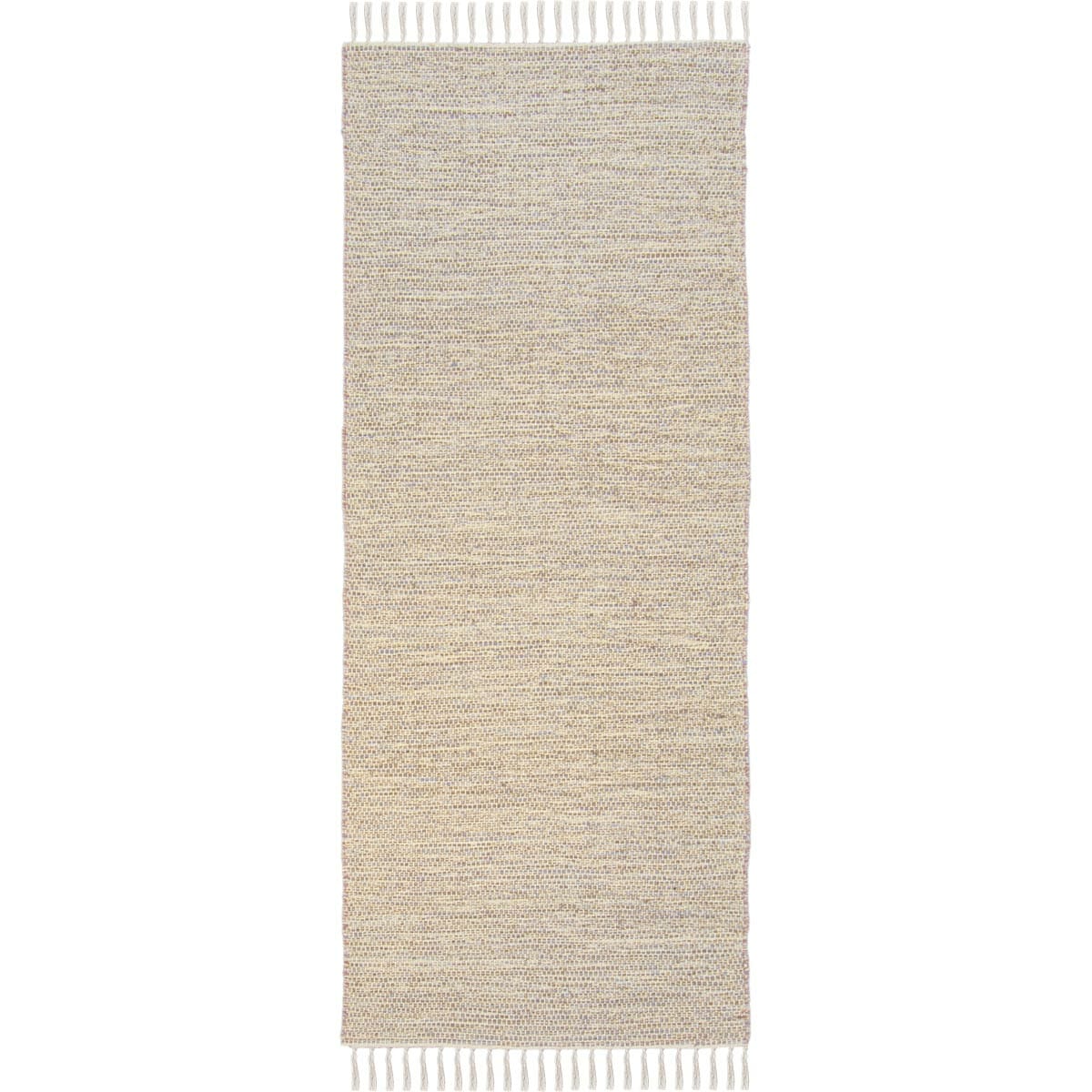 שטיח גפן כותנה 01 בז' בהיר/אפור ראנר עם פרנזים | השטיח האדום