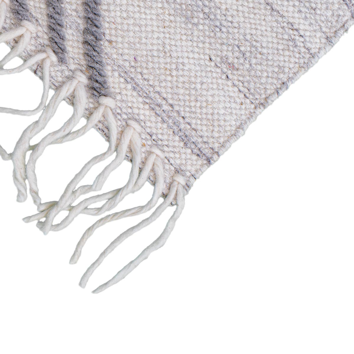 שטיח קילים סקנדינבי 16 לבן/אפור בהיר עם פרנזים | השטיח האדום