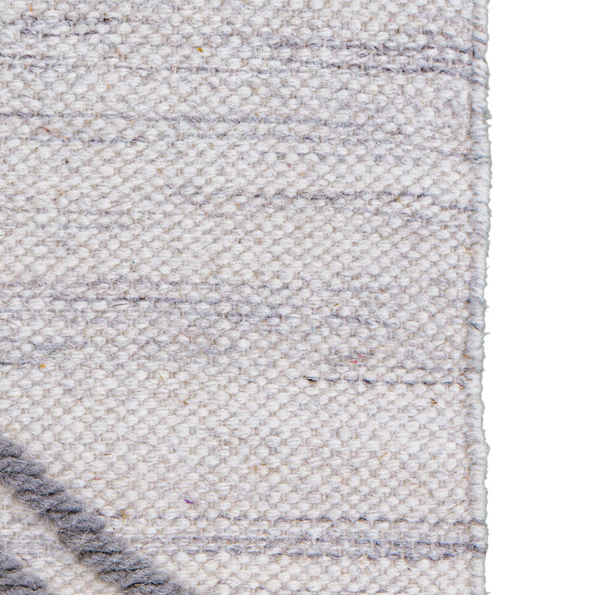 שטיח קילים סקנדינבי 16 לבן/אפור בהיר עם פרנזים | השטיח האדום