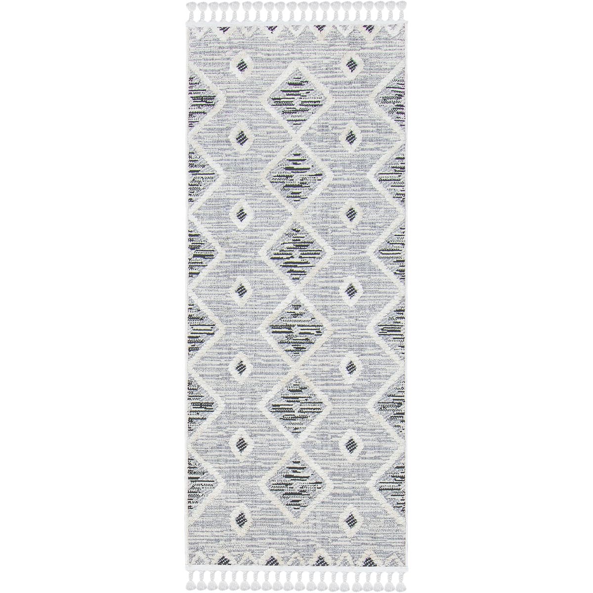 שטיח אטלס 05 אפור בהיר ראנר עם פרנזים | השטיח האדום