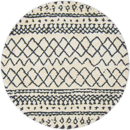 שטיח מרקש 02 קרם/שחור עגול | השטיח האדום