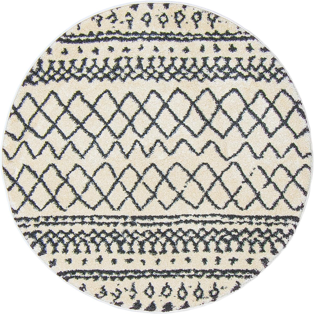 שטיח מרקש 02 קרם/שחור עגול | השטיח האדום