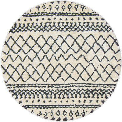 שטיח מרקש 02 קרם/שחור עגול | השטיח האדום