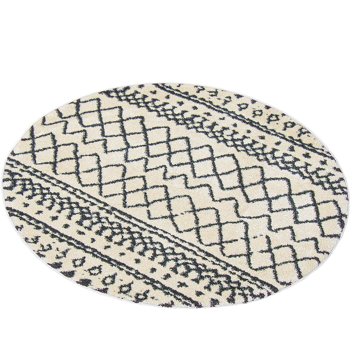 שטיח מרקש 02 קרם/שחור עגול | השטיח האדום