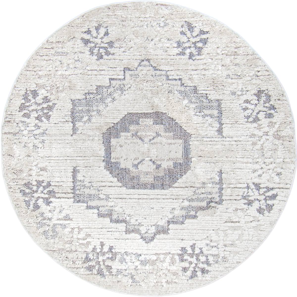 שטיח אטלס 01 אפור/קרם עגול | השטיח האדום