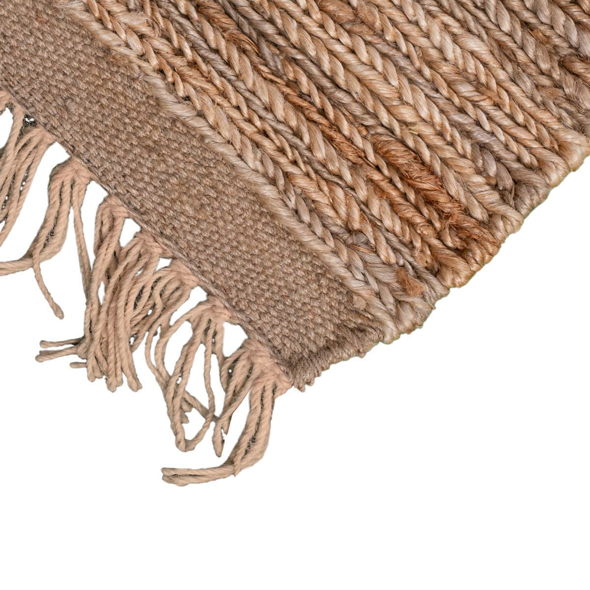 שטיח תמר אריגה גסה 03 בז' עם פרנזים | השטיח האדום