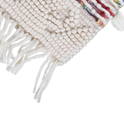 שטיח נירוונה 07 לבן/צבעוני עם פרנזים | השטיח האדום