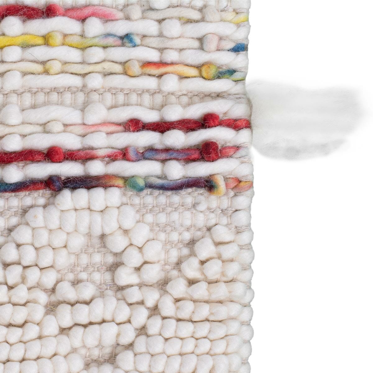 שטיח נירוונה 07 לבן/צבעוני עם פרנזים | השטיח האדום