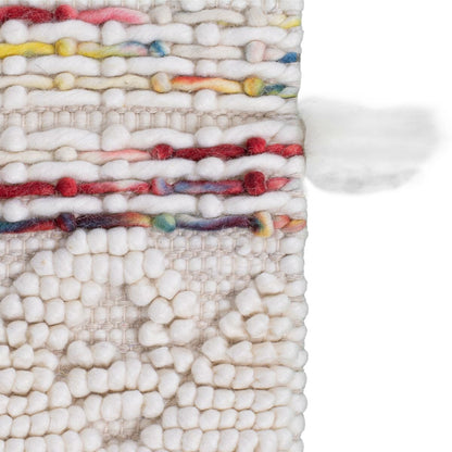 שטיח נירוונה 07 לבן/צבעוני עם פרנזים | השטיח האדום